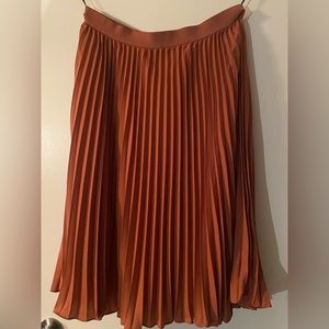 Rust Color Pleated Skirt